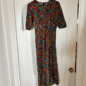 Anthropologie Vibrant Floral Long Sleeve Dress